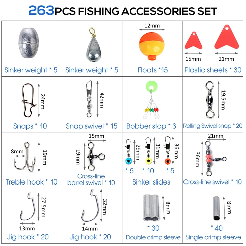 263 個の屋外釣りアクセサリーセット、プライヤージグフック - Fishing Quest のレビューと価格
