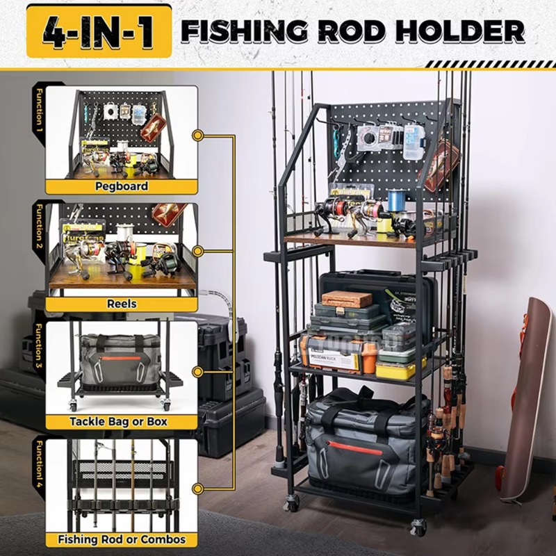 釣り道具収納棚、釣り竿とリールを収納できるガンラック風のタッ - Fishing Quest のレビューと価格