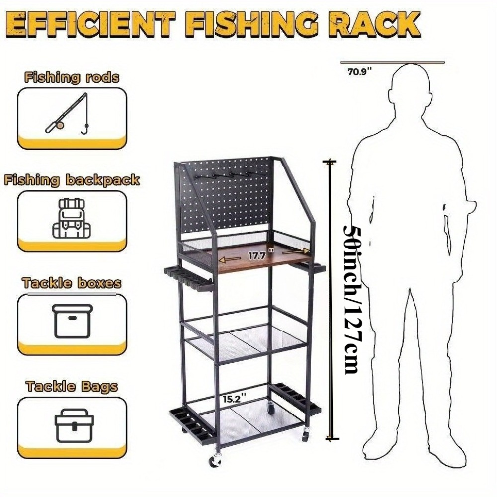 ガレージ用釣り竿ホルダー、ペグボードフック付き12本用釣り竿 - Fishing Quest のレビューと価格